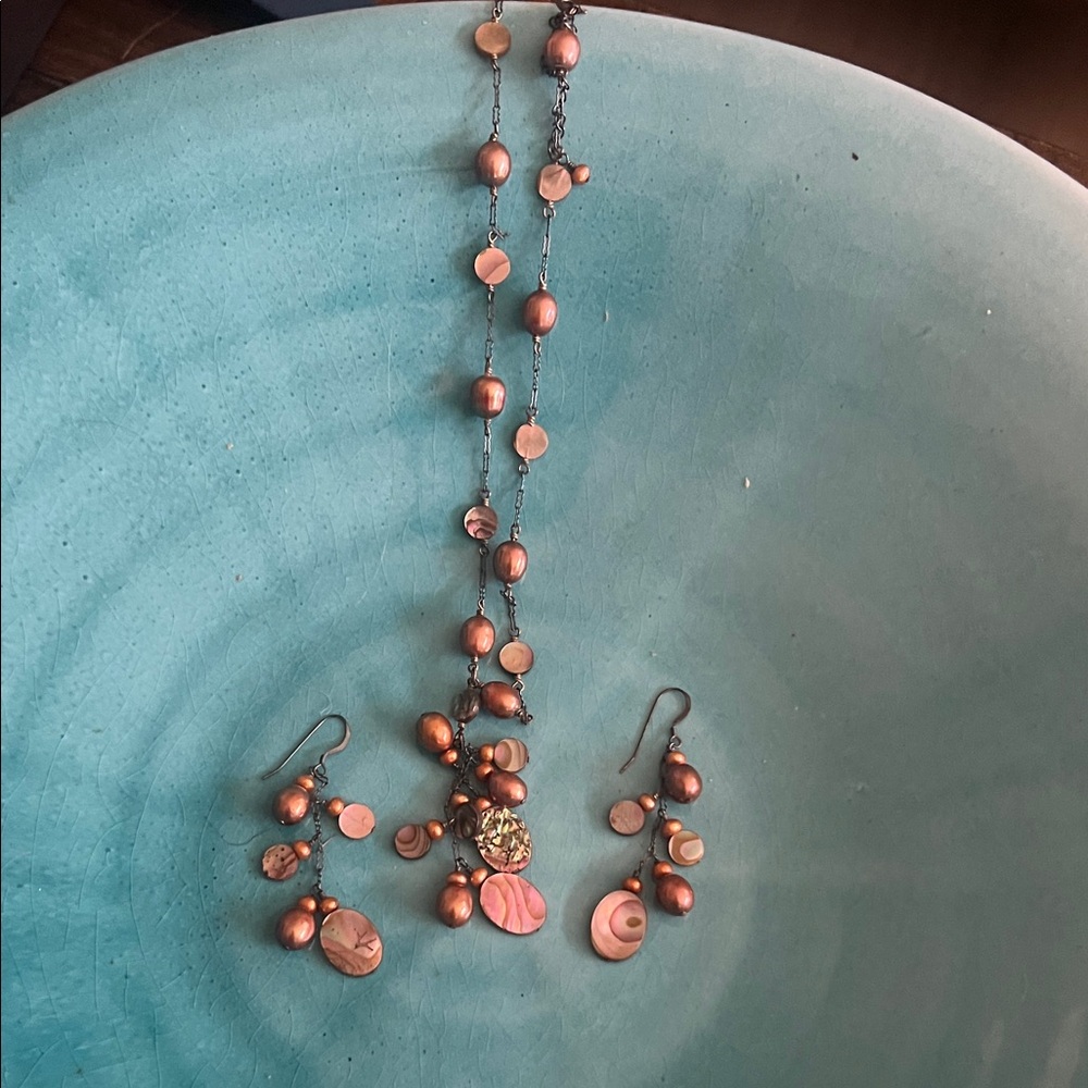 Elegant Copper and Pink Necklace Set